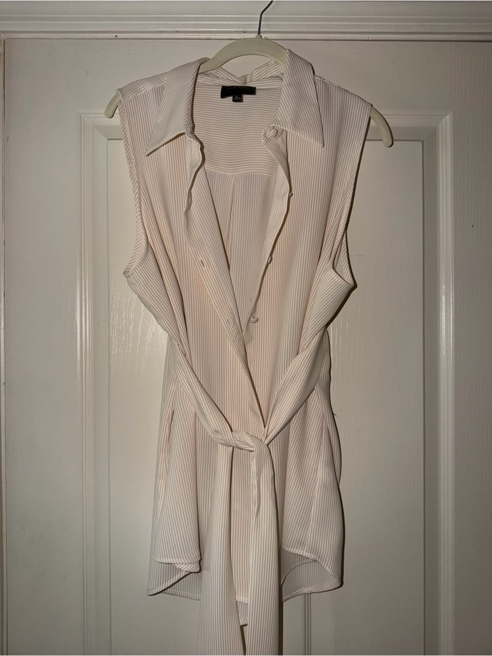 Alex Marie Striped Blouse in Light Beige and White